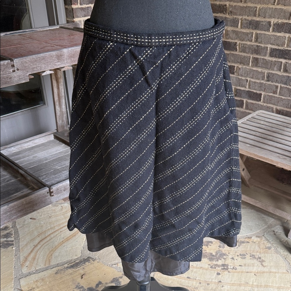 Talbots Black A-Line Skirt with White Stripes